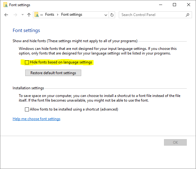 Font Settings